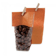 Clear/Orange - Kraft Backed Hard Bottom Candy Bag - 2-5/8 x 1-7/8 x 10-1/4"