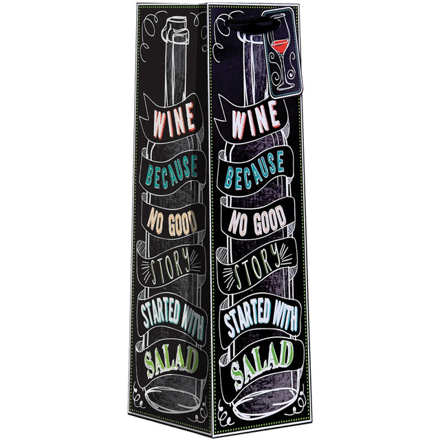 Chalkboard - Wine Bag - 4-1/2 x 4-1/2 x 14"