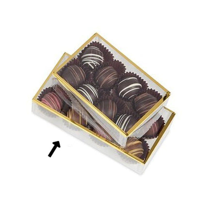 Clear/Gold - Gold Rimmed Rectangle Candy Box - 6 x 3 x 1-3/8"