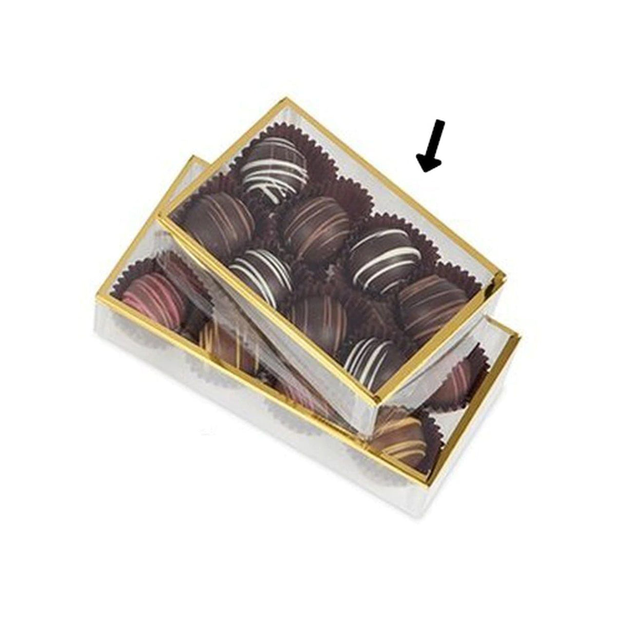 Clear/Gold - Gold Rimmed Rectangle Candy Box - 4-7/8 x 3-1/2 x 1-7/16"