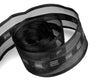 Black Sheer w/ Satin & Metallic Silver Center - Beatrice Sheer & Satin Center Ribbon - 1-1/2" x 50 Yards