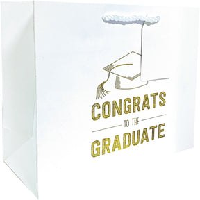 Grad White - Gift Bag - 12-1/2 x 5 x 10"