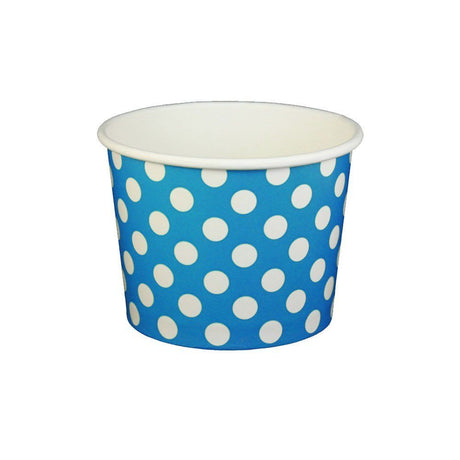 Polka Dot Blue - Ice Cream Cup - (6 oz) 3-3/4" (Dia) x 1-15/16" H