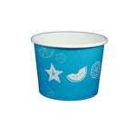 Fruit Pattern Blue - Ice Cream Cup - (16 oz) 4-3/8" Dia x 3-1/4" H