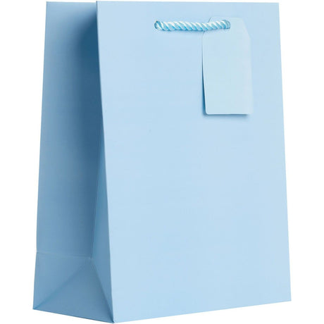 Matte Pastel Blue - Gift Bag w/Tag - 8 x 4 x 10"