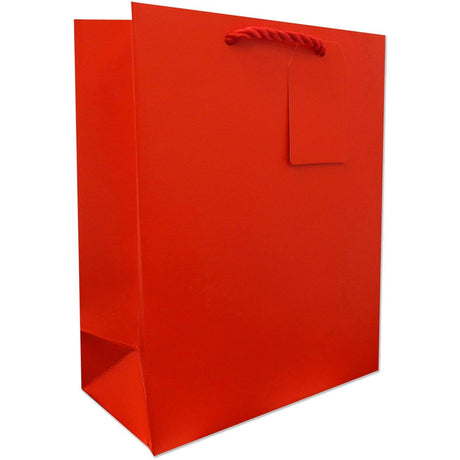 Matte Red - Gift Bag w/Tag - 8 x 4 x 10"