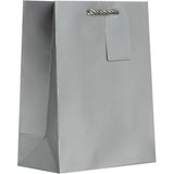 Matte Metallic Silver - Gift Bag w/Tag - 8 x 4 x 10"