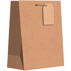 Kraft Matte - Gift Bag w/Tag - 8 x 4 x 10"