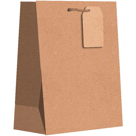 Kraft Matte - Gift Bag w/Tag - 8 x 4 x 10"