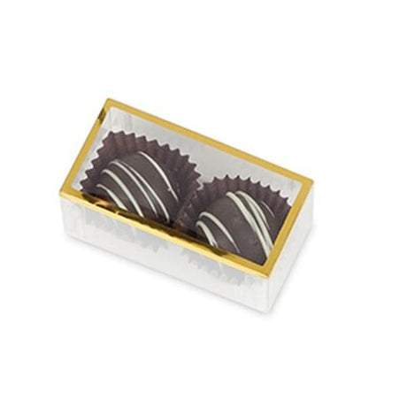 Clear/Gold - Gold Rimmed Rectangle Candy Box - 3 x 1-1/2 x 1-3/8"