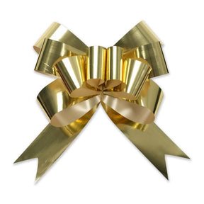 Gold - Bow Magic Pull Bow Glitter Butterfly - 4" Dia. w/ 38" Band Ribbon