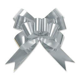 Silver - Bow Magic Pull Bow Glitter Butterfly - 4" Dia. w/ 38" Band Ribbon