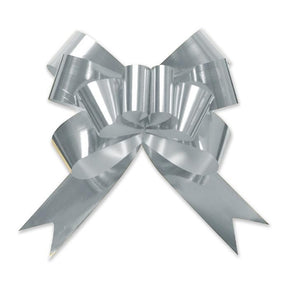 Silver - Bow Magic Pull Bow Glitter Butterfly - 6-3/4" (Dia) w/ 74" Band Ribbon