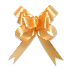 Gold - Bow Magic Pull Bow Butterfly - 2" (Dia) w/ 19" Band Ribbon