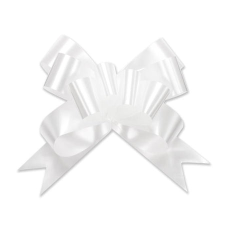 White - Bow Magic Pull Bow Butterfly - 4" Dia. w/ 38" Band Ribbon