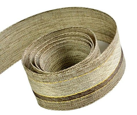 Brown / Metallic Gold - Brilliance (Wired Edge) Ribbon - 1-1/2" x 50 Yards