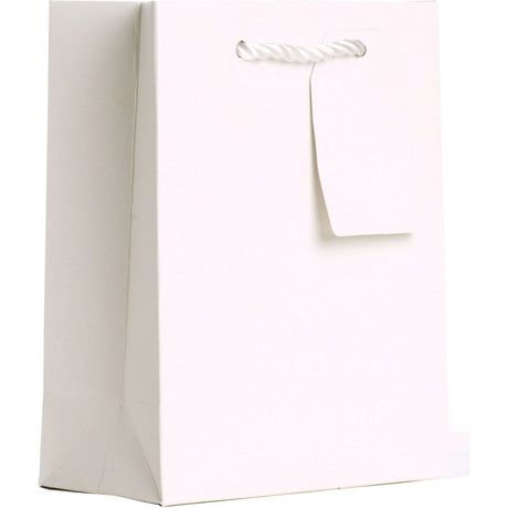 Matte White - Gift Bag w/Tag - 6 x 3 x 7-1/2"