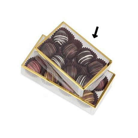 Clear/Gold - Gold Rimmed Rectangle Candy Box - 4-7/8 x 3-1/2 x 1-7/16"