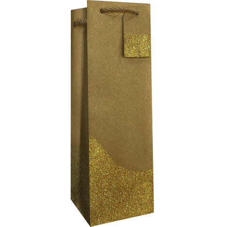 Gold Dipped Kraft - Wine Bag - 4-1/2 x 4-1/2 x 14"