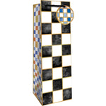 Black & White Checkers - Wine Bag - 4-1/2 x 4-1/2 x 14"