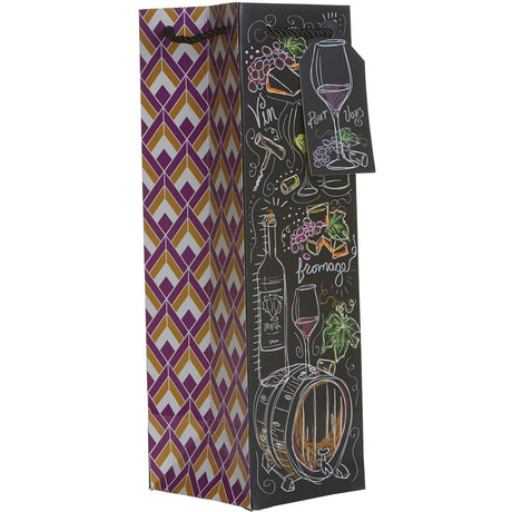Le Vin et Fromage - Wine Bag - 4-1/2 x 4-1/2 x 14"