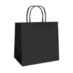 Black - Smooth Top Egde Shopping Bag - 6 x 4 x 6"