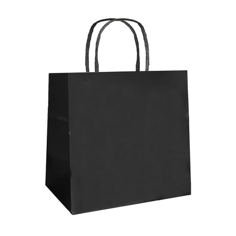 Black - Smooth Top Egde Shopping Bag - 6 x 4 x 6"