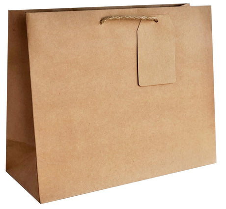 Kraft Natural - Gift Bag w/Tag - 12-1/2 x 5 x 10"