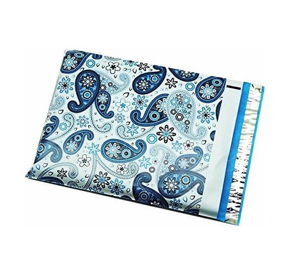 Blue Paisley Poly Mailers Size 6x9 Shipping Bags