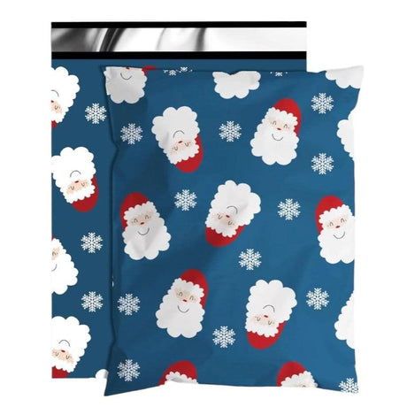 Blue Santa Poly Mailers Size 10x13 Christmas Shipping Bags