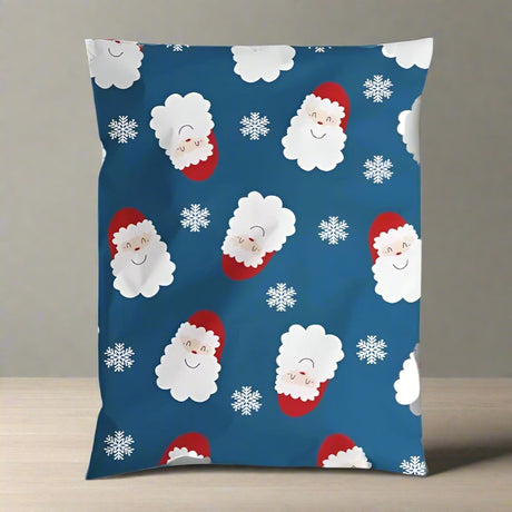 Blue Santa Poly Mailers Size 10x13 Christmas Shipping Bags