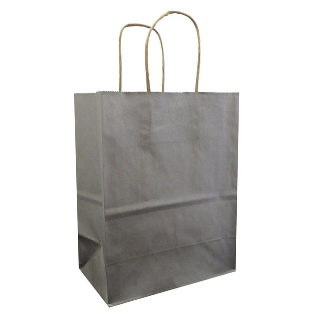 Metallic Silver - Gift Bag - 8 x 4-3/4 x 10-1/2"