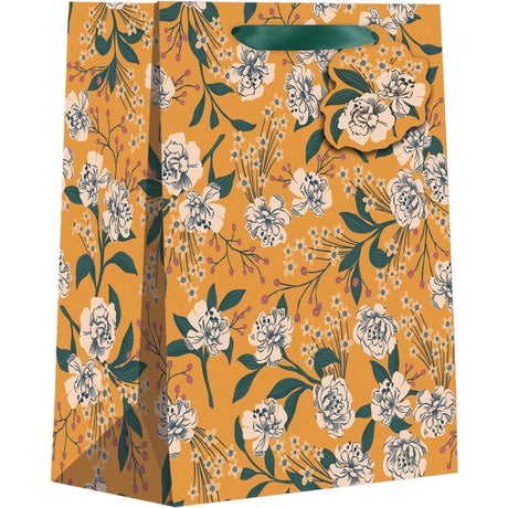 Retro Floral Orange - Gift Bag - 8 x 4 x 10"