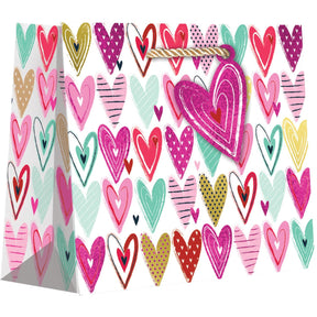 Pretty Hearts - Gift Bag - 10 x 4 x 8"