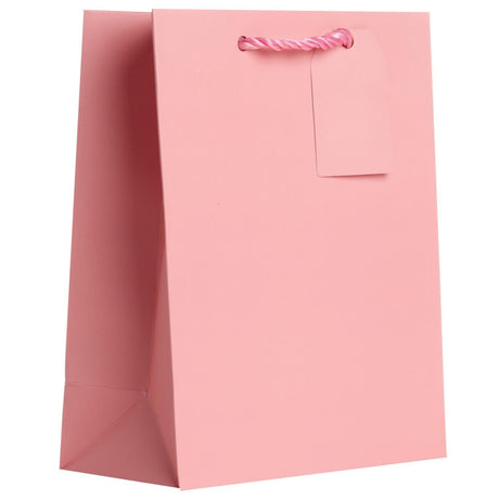 Matte Pastel Pink - Gift Bag w/Tag - 8 x 4 x 10"
