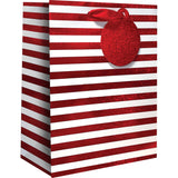 Red White Stripe - Gift Bag - 6 x 3 x 7-1/2"
