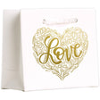 Love Heart on White - Gift Bag - 5 x 2 x 4"
