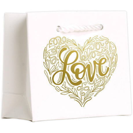 Love Heart on White - Gift Bag - 5 x 2 x 4"