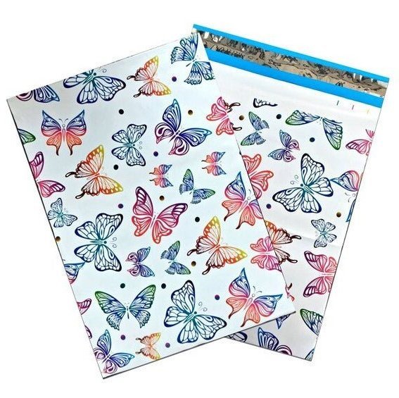 Butterfly Poly Mailers Size 6x9 Shipping Bags Rainbow Butterflies