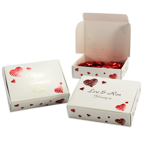 Glitter Hearts - Die Cut Candy Box - (1/4 lb) 4-9/16 x 3-9/16 x 1-1/4"