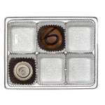 Silver - Die Cut Box Candy Tray - (1/4 lb) 4-3/8 x 3-1/2 x 7/8" (6 cavities)