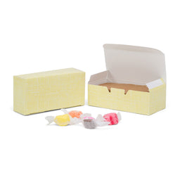 Yellow Linen - Folding Candy Box - (1/2 lb) 5-1/2 x 2-3/4 x 1-3/4"