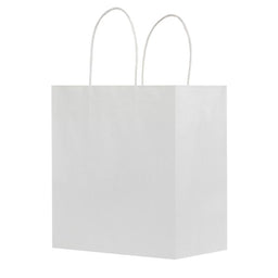 White Kraft - Paper Restaurant / Take Out Bag - 10 x 5 x 10"
