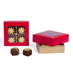 Red Window - Candy Box Lid - (3 oz) 3-11/16 x 3-11/16 x 1-1/8"