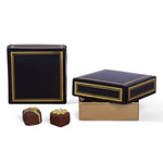 Black/Gold Trim - Candy Box Lid - (3 oz x 2 Layers) 3-11/16 x 3-11/16 x 1-1/8"