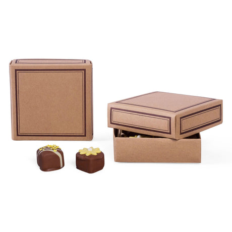 Kraft w/ Trim -   Candy Box Lid - (3 oz) 3-11/16 x 3-11/16 x 1-1/8"
