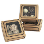 Kraft - with Window - Candy Box Lid - (3 oz) 3-11/16 x 3-11/16 x 1-1/8"