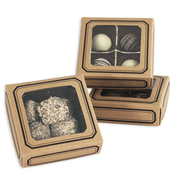 Kraft - with Window - Candy Box Lid - (3 oz) 3-11/16 x 3-11/16 x 1-1/8"