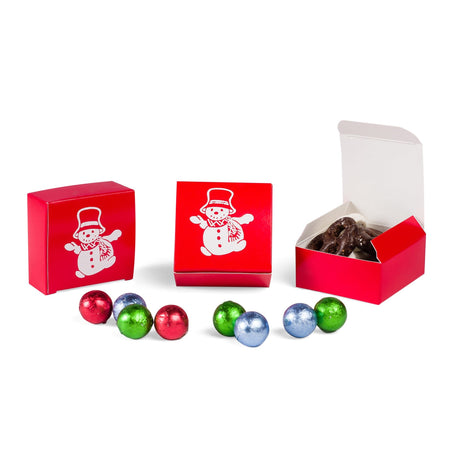 Red Snowman - Maxi Truffle Candy Box - 2-1/2 x 2-1/2 x 1-1/8"