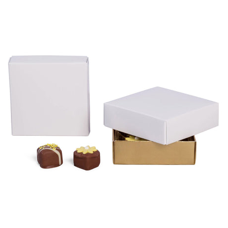 White - Candy Box Lid - (3 oz x 2 Layers) 3-11/16 x 3-11/16 x 1-1/8"